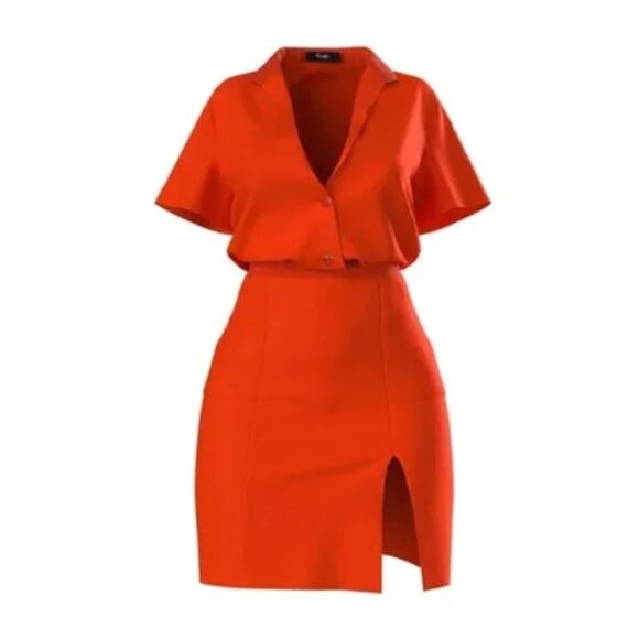 Hanifa Robyn Dress in Flame Red Two Piece Skirt Set Womens XS - Picture 1 of 16